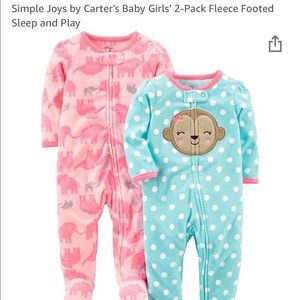 Baby Girls' 2-Pack Fleece Footed Sleep and Play
